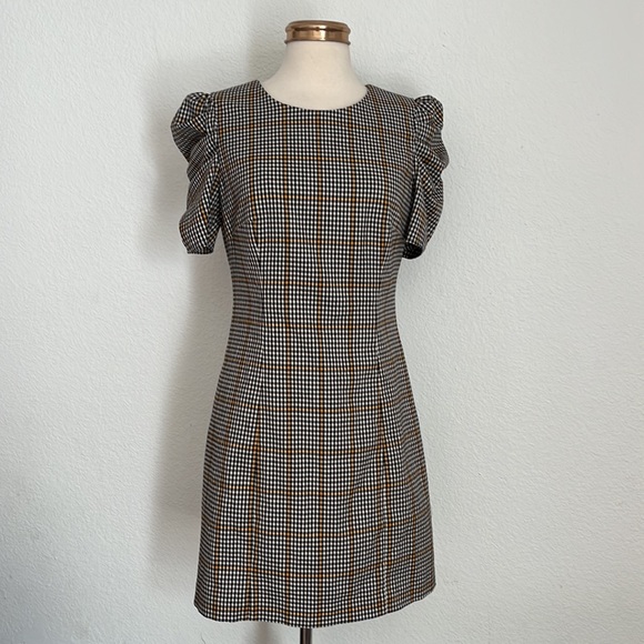 Amanda Uprichard Westwick Plaid Puff Sleeve Mini Dress Small - Picture 9 of 13